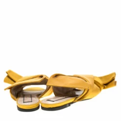 N21 Yellow Satin Knot Flat Mules Size 38 Women Sandals -N21shop luxury women n21 used shoes p208784 003