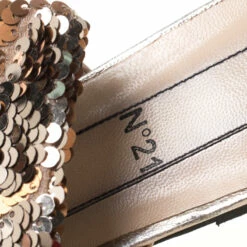 N21 Metallic Bronze Sequin Knotted Flat Slides Size 39 Women Flats -N21shop luxury women n21 used shoes p218425 1565704273 005