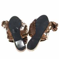 N21 Metallic Bronze Sequin Knotted Flat Slides Size 39 Women Flats -N21shop luxury women n21 used shoes p218425 1565704276 008