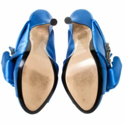 N21 N°21 Blue Embellished Satin Knot Mules Sandals Size 36 Women -N21shop luxury women n21 used shoes p224048 002