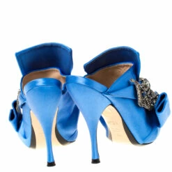 N21 N°21 Blue Embellished Satin Knot Mules Sandals Size 36 Women -N21shop luxury women n21 used shoes p224048 003
