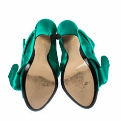N21 Emerald Green Satin Raso Knot Peep Toe Mules Size 37 Women Sandals 7 N21 Emerald Green Satin Raso Knot Peep Toe Mules Size 37 Women Sandals -N21shop luxury women n21 used shoes p224170 002
