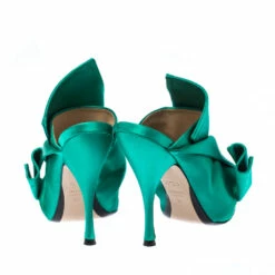 N21 Emerald Green Satin Raso Knot Peep Toe Mules Size 37 Women Sandals 6 N21 Emerald Green Satin Raso Knot Peep Toe Mules Size 37 Women Sandals -N21shop luxury women n21 used shoes p224170 008