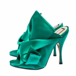 N21 Emerald Green Satin Raso Knot Peep Toe Mules Size 37 Women Sandals 5 N21 Emerald Green Satin Raso Knot Peep Toe Mules Size 37 Women Sandals -N21shop luxury women n21 used shoes p224170 010