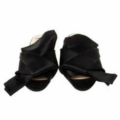 N21 Black Satin Knot Flat Mules Size 35.5 Women Flats 4 N21 Black Satin Knot Flat Mules Size 35.5 Women Flats -N21shop luxury women n21 used shoes p225373 004