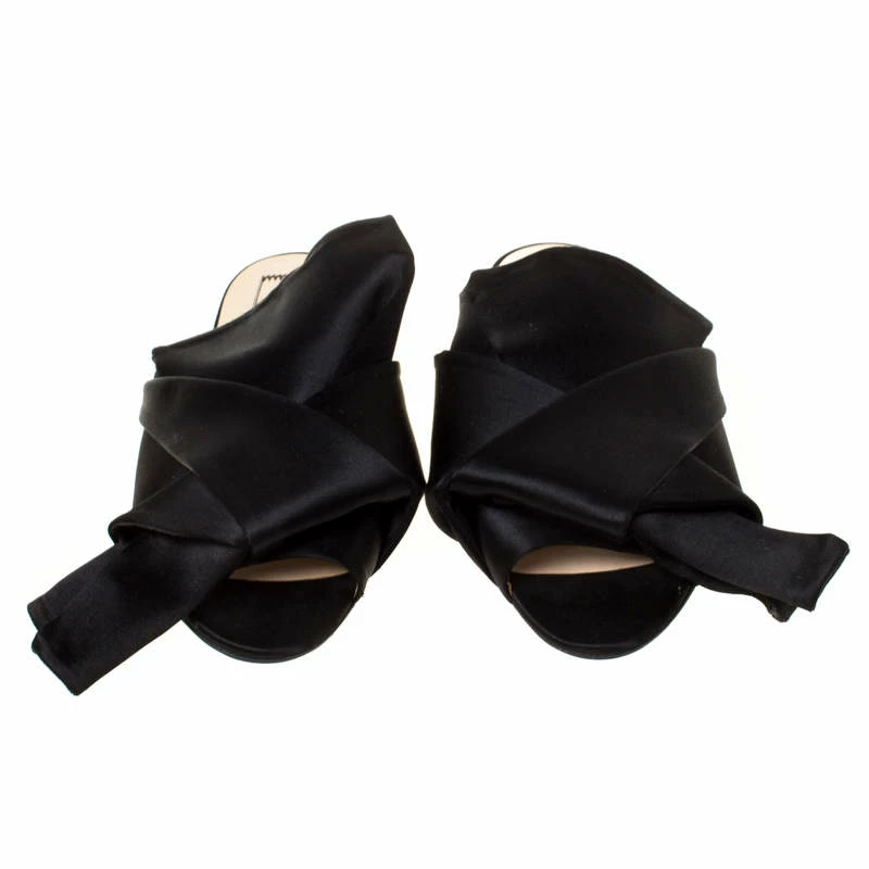 N21 Black Satin Knot Flat Mules Size 35.5 Women Flats N21 Black Satin Knot Flat Mules Size 35.5 Women Flats -N21shop luxury women n21 used shoes p225373 004