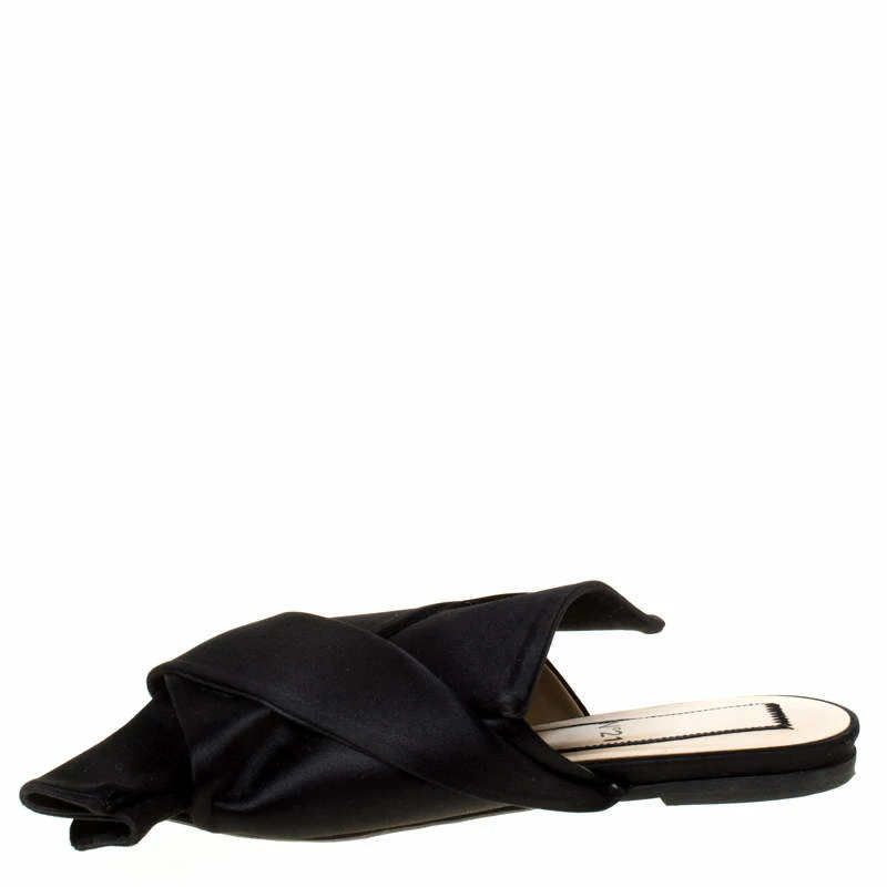 N21 Black Satin Knot Flat Mules Size 35.5 Women Flats N21 Black Satin Knot Flat Mules Size 35.5 Women Flats -N21shop luxury women n21 used shoes p225373 006