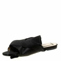 N21 Black Satin Knot Flat Mules Size 35.5 Women Flats