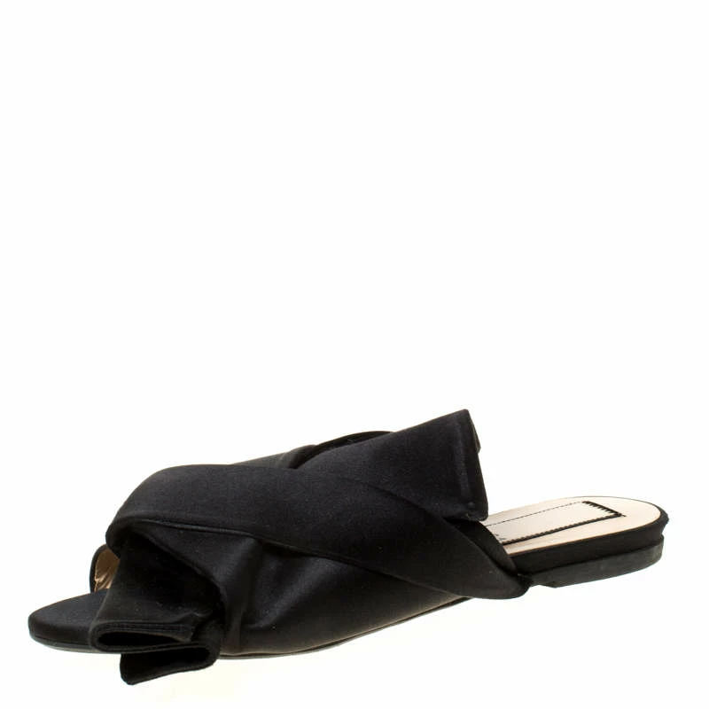 N21 Black Satin Knot Flat Mules Size 35.5 Women Flats N21 Black Satin Knot Flat Mules Size 35.5 Women Flats -N21shop luxury women n21 used shoes p225373 007