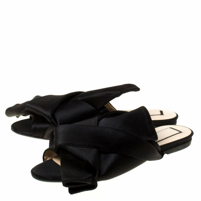 N21 Black Satin Knot Flat Mules Size 35.5 Women Flats N21 Black Satin Knot Flat Mules Size 35.5 Women Flats -N21shop luxury women n21 used shoes p225373 008