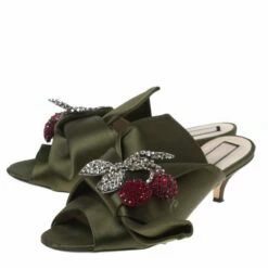 N21 Green Satin Crystal Star Embellished Knot Mules Size 38 Women Sandals 5 N21 Green Satin Crystal Star Embellished Knot Mules Size 38 Women Sandals -N21shop luxury women n21 used shoes p233358 008