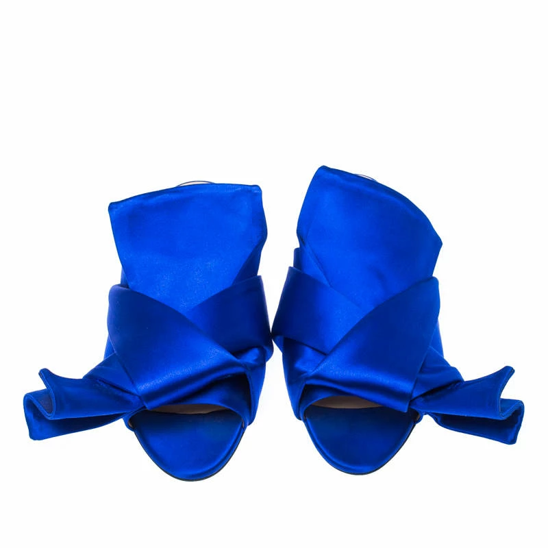 N21 Royal Blue Satin Knot Flat Mules Size 37 Women Flats N21 Royal Blue Satin Knot Flat Mules Size 37 Women Flats -N21shop luxury women n21 used shoes p233536 002