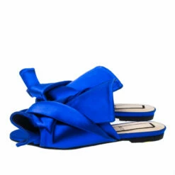 N21 Royal Blue Satin Knot Flat Mules Size 37 Women Flats 5 N21 Royal Blue Satin Knot Flat Mules Size 37 Women Flats -N21shop luxury women n21 used shoes p233536 003