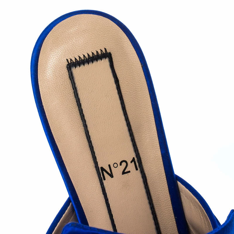 N21 Royal Blue Satin Knot Flat Mules Size 37 Women Flats N21 Royal Blue Satin Knot Flat Mules Size 37 Women Flats -N21shop luxury women n21 used shoes p233536 006