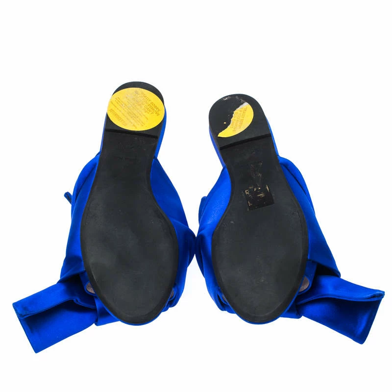 N21 Royal Blue Satin Knot Flat Mules Size 37 Women Flats N21 Royal Blue Satin Knot Flat Mules Size 37 Women Flats -N21shop luxury women n21 used shoes p233536 008