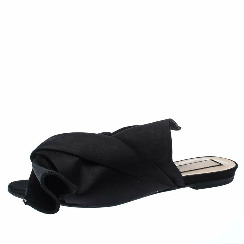 N21 Black Satin Knot Flat Mules Size 37.5 Women Flats N21 Black Satin Knot Flat Mules Size 37.5 Women Flats -N21shop luxury women n21 used shoes p235958 002