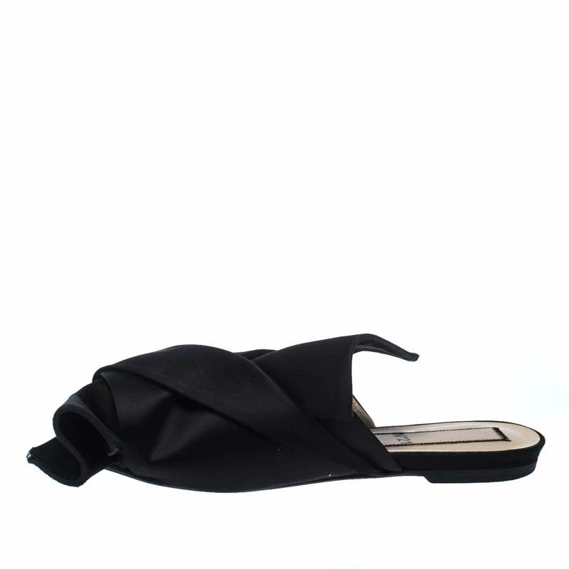 N21 Black Satin Knot Flat Mules Size 37.5 Women Flats N21 Black Satin Knot Flat Mules Size 37.5 Women Flats -N21shop luxury women n21 used shoes p235958 004
