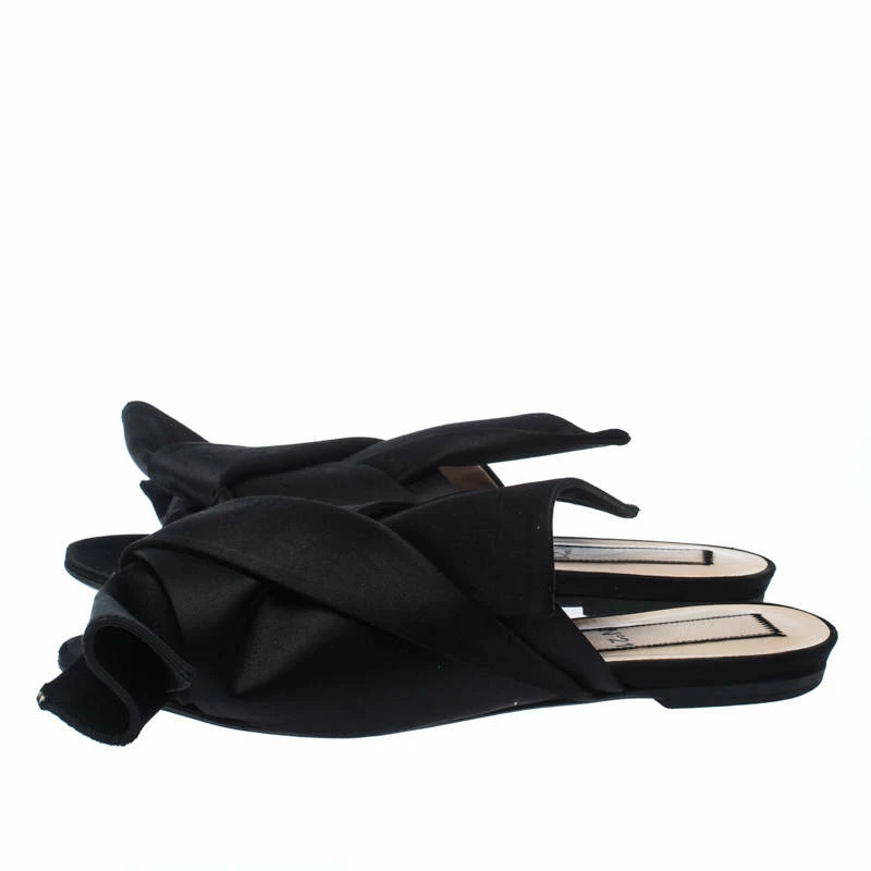N21 Black Satin Knot Flat Mules Size 37.5 Women Flats N21 Black Satin Knot Flat Mules Size 37.5 Women Flats -N21shop luxury women n21 used shoes p235958 005