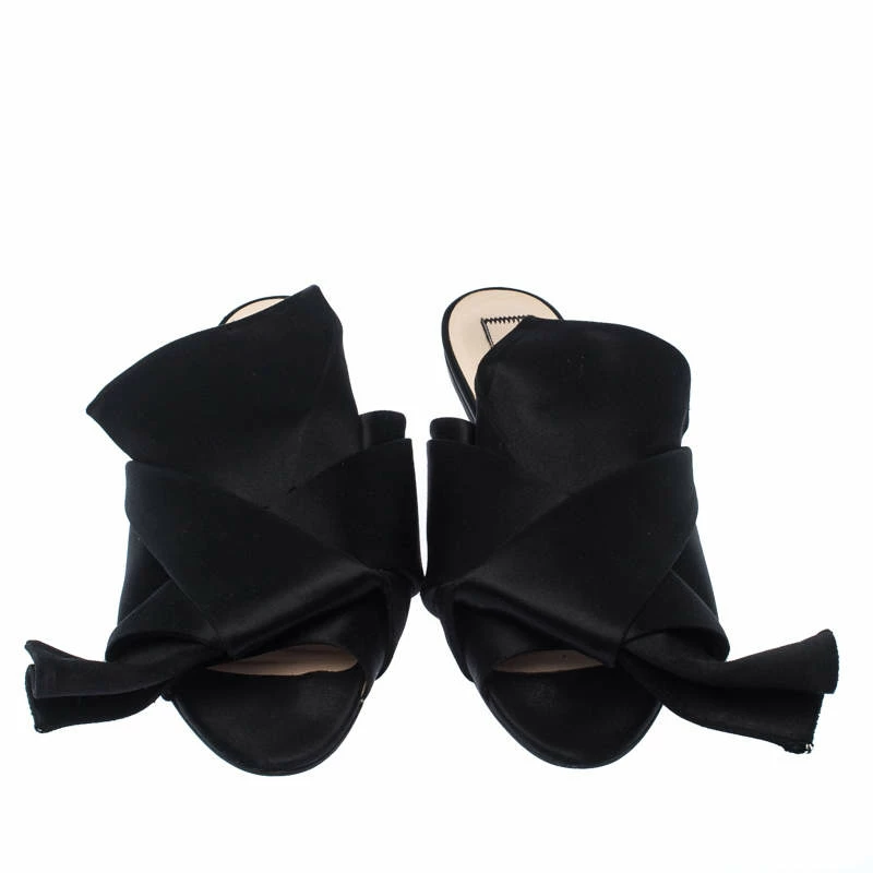 N21 Black Satin Knot Flat Mules Size 37.5 Women Flats N21 Black Satin Knot Flat Mules Size 37.5 Women Flats -N21shop luxury women n21 used shoes p235958 007
