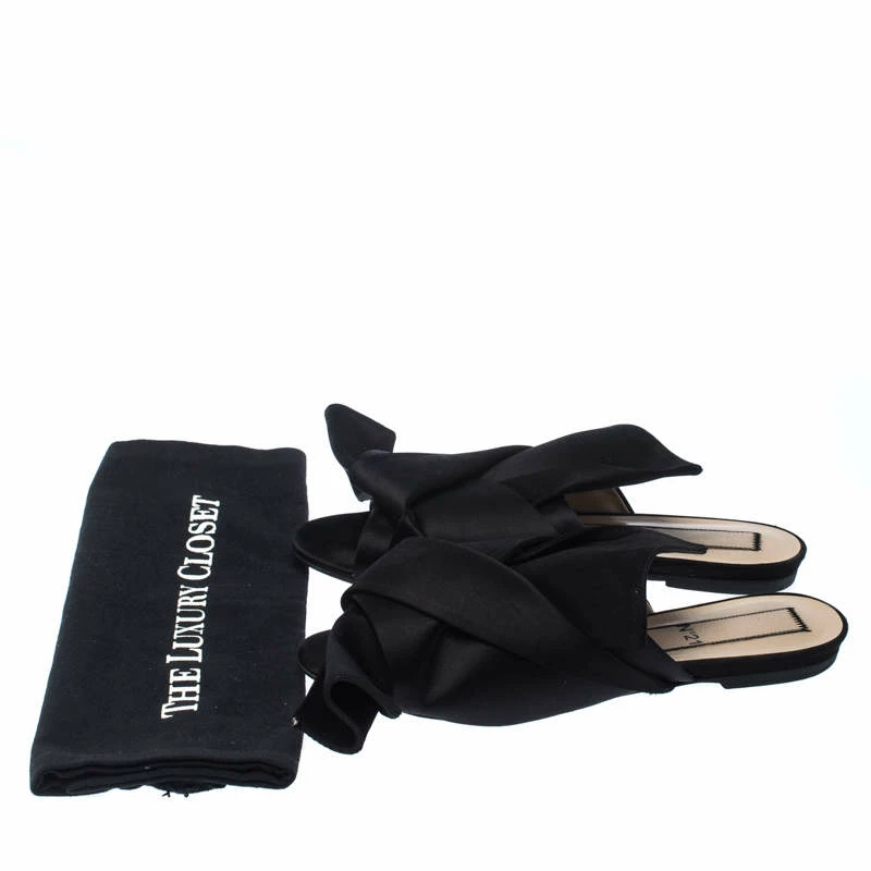 N21 Black Satin Knot Flat Mules Size 37.5 Women Flats N21 Black Satin Knot Flat Mules Size 37.5 Women Flats -N21shop luxury women n21 used shoes p235958 009