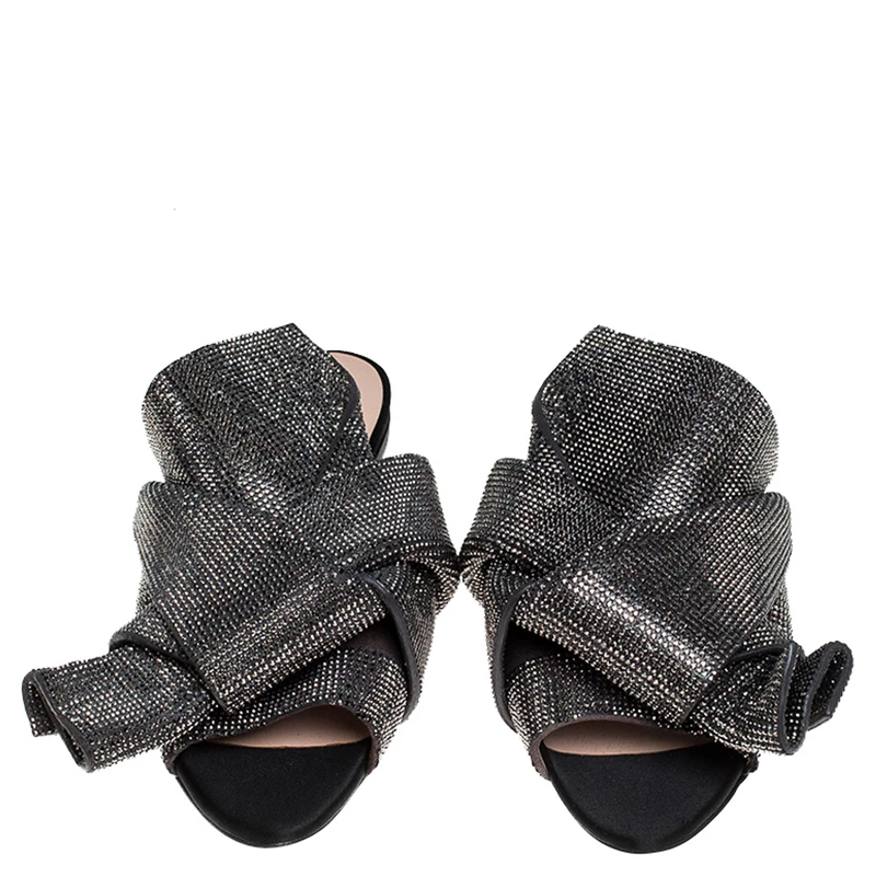 N21 N°21 Metallic Grey Leather Crystal Embellished Bow Flat Mules Size 36 Women Flats N21 N°21 Metallic Grey Leather Crystal Embellished Bow Flat Mules Size 36 Women Flats -N21shop luxury women n21 used shoes p239233 005