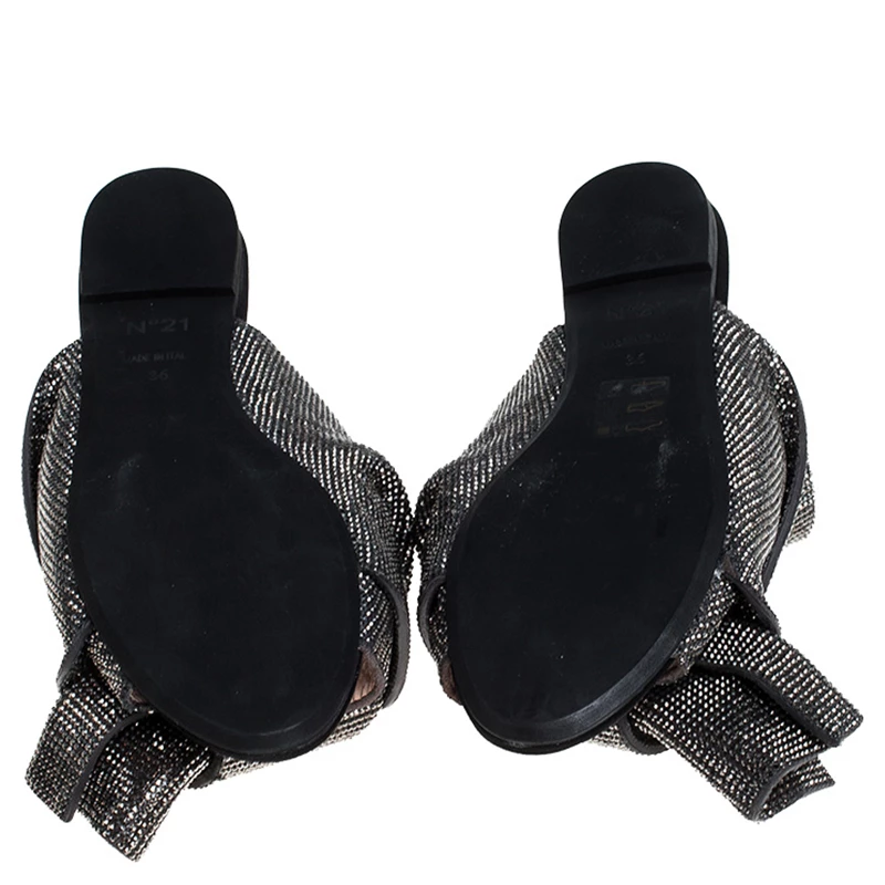 N21 N°21 Metallic Grey Leather Crystal Embellished Bow Flat Mules Size 36 Women Flats N21 N°21 Metallic Grey Leather Crystal Embellished Bow Flat Mules Size 36 Women Flats -N21shop luxury women n21 used shoes p239233 007