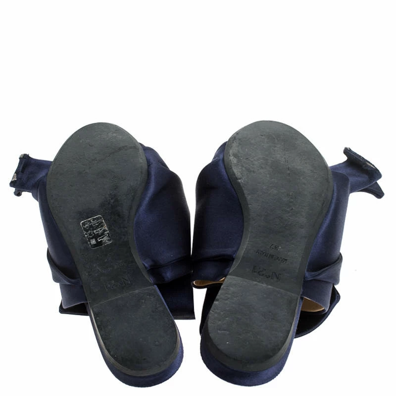 N21 Blue Satin Knot Embellished Mules Size 37 Women Sandals N21 Blue Satin Knot Embellished Mules Size 37 Women Sandals -N21shop luxury women n21 used shoes p241330 001