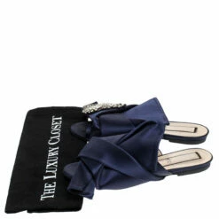 N21 Blue Satin Knot Embellished Mules Size 37 Women Sandals 9 N21 Blue Satin Knot Embellished Mules Size 37 Women Sandals -N21shop luxury women n21 used shoes p241330 008
