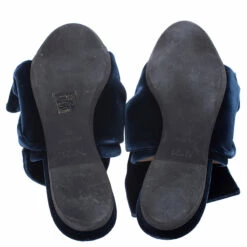 N21 Dark Blue Velvet Knot Flat Mules Size 38 Women Flats 7 N21 Dark Blue Velvet Knot Flat Mules Size 38 Women Flats -N21shop luxury women n21 used shoes p242952 001