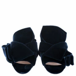 N21 Dark Blue Velvet Knot Flat Mules Size 38 Women Flats 4 N21 Dark Blue Velvet Knot Flat Mules Size 38 Women Flats -N21shop luxury women n21 used shoes p242952 003