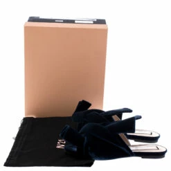 N21 Dark Blue Velvet Knot Flat Mules Size 38 Women Flats 10 N21 Dark Blue Velvet Knot Flat Mules Size 38 Women Flats -N21shop luxury women n21 used shoes p242952 007