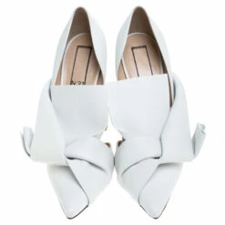N21 N°21 White Leather Tundra Knotted Pointed Toe D'orsay Pumps Size 41 Women -N21shop luxury women n21 used shoes p243017 002