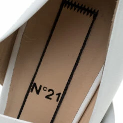 N21 N°21 White Leather Tundra Knotted Pointed Toe D'orsay Pumps Size 41 Women -N21shop luxury women n21 used shoes p243017 005