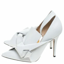 N21 N°21 White Leather Tundra Knotted Pointed Toe D'orsay Pumps Size 41 Women -N21shop luxury women n21 used shoes p243017 006