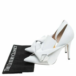N21 N°21 White Leather Tundra Knotted Pointed Toe D'orsay Pumps Size 41 Women -N21shop luxury women n21 used shoes p243017 007