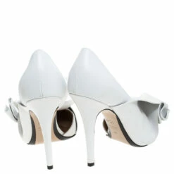 N21 N°21 White Leather Tundra Knotted Pointed Toe D'orsay Pumps Size 41 Women -N21shop luxury women n21 used shoes p243017 008