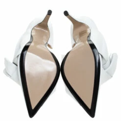 N21 N°21 White Leather Tundra Knotted Pointed Toe D'orsay Pumps Size 41 Women -N21shop luxury women n21 used shoes p243017 009