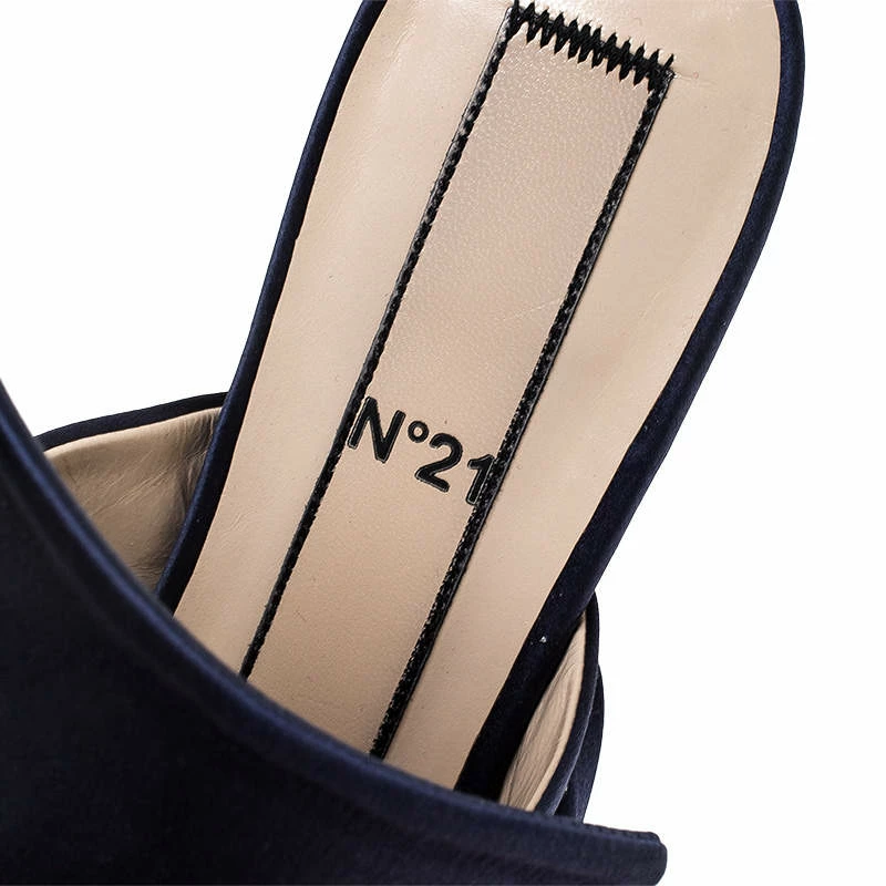 N21 Blue Satin Knot Flat Mules Size 37 Women Flats N21 Blue Satin Knot Flat Mules Size 37 Women Flats -N21shop luxury women n21 used shoes p243366 009