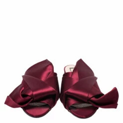 N21 Burgundy Satin Knot Mules Slide Size 39 Women Sandals 4 N21 Burgundy Satin Knot Mules Slide Size 39 Women Sandals -N21shop luxury women n21 used shoes p249957 003