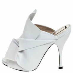 N21 White Leather Ronny Pleated Mules Size 37 Women Sandals 3 N21 White Leather Ronny Pleated Mules Size 37 Women Sandals -N21shop luxury women n21 used shoes p251293 003