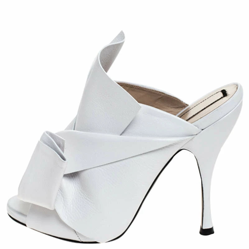 N21 White Leather Ronny Pleated Mules Size 37 Women Sandals N21 White Leather Ronny Pleated Mules Size 37 Women Sandals -N21shop luxury women n21 used shoes p251293 003