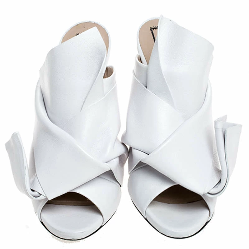 N21 White Leather Ronny Pleated Mules Size 37 Women Sandals N21 White Leather Ronny Pleated Mules Size 37 Women Sandals -N21shop luxury women n21 used shoes p251293 005