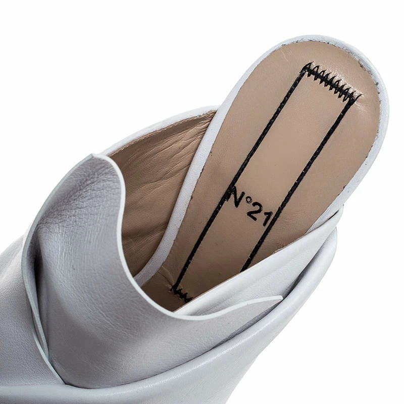 N21 White Leather Ronny Pleated Mules Size 37 Women Sandals N21 White Leather Ronny Pleated Mules Size 37 Women Sandals -N21shop luxury women n21 used shoes p251293 008