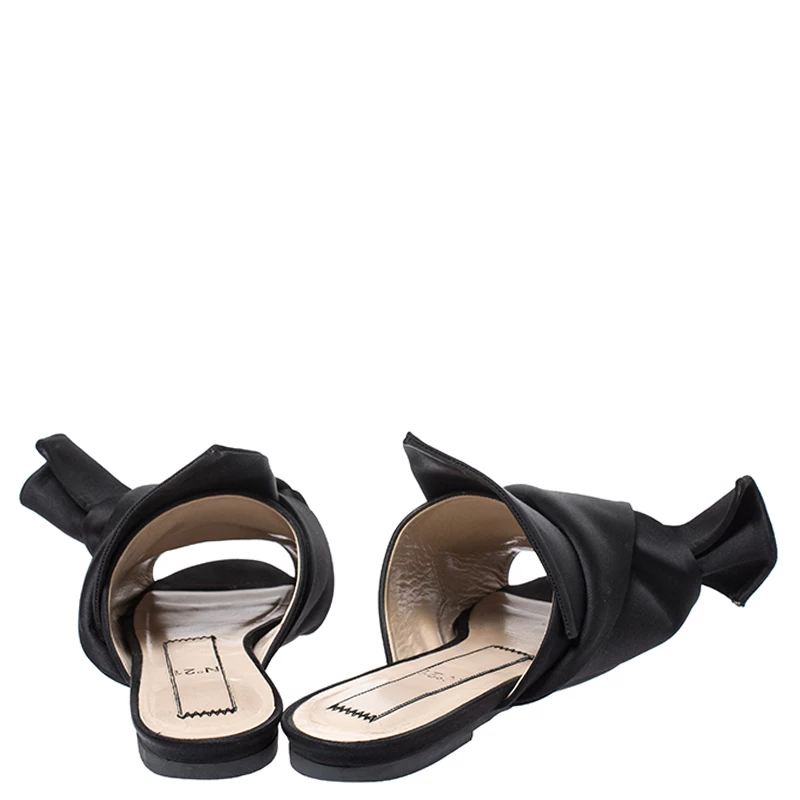 N21 Black Satin Knot Flat Slip On Mules Size 38 Women Flats N21 Black Satin Knot Flat Slip On Mules Size 38 Women Flats -N21shop luxury women n21 used shoes p253373 003