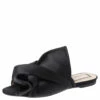 N21 Black Satin Knot Flat Slip On Mules Size 38 Women Flats -N21shop luxury women n21 used shoes p253373 007