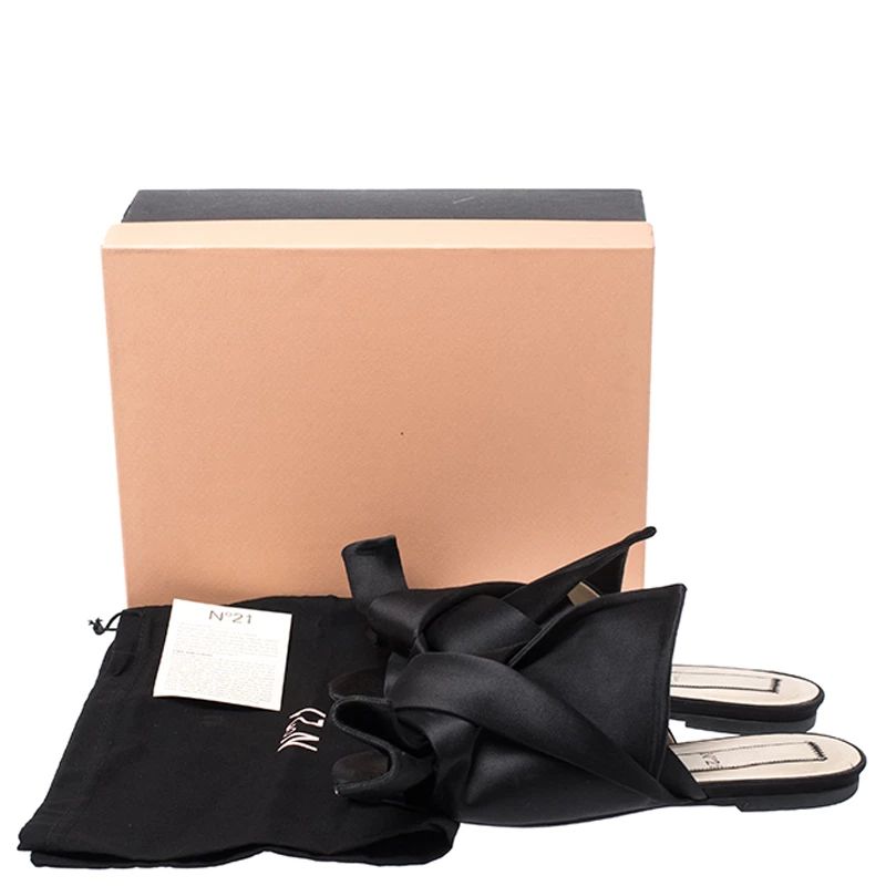 N21 Black Satin Knot Flat Slip On Mules Size 38 Women Flats N21 Black Satin Knot Flat Slip On Mules Size 38 Women Flats -N21shop luxury women n21 used shoes p253373 009
