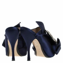 N21 Navy Blue Satin Raso Knot Peep Toe Mules Size 37.5 Women Sandals 6 N21 Navy Blue Satin Raso Knot Peep Toe Mules Size 37.5 Women Sandals -N21shop luxury women n21 used shoes p260497 002