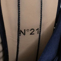 N21 Navy Blue Satin Raso Knot Peep Toe Mules Size 37.5 Women Sandals 8 N21 Navy Blue Satin Raso Knot Peep Toe Mules Size 37.5 Women Sandals -N21shop luxury women n21 used shoes p260497 004