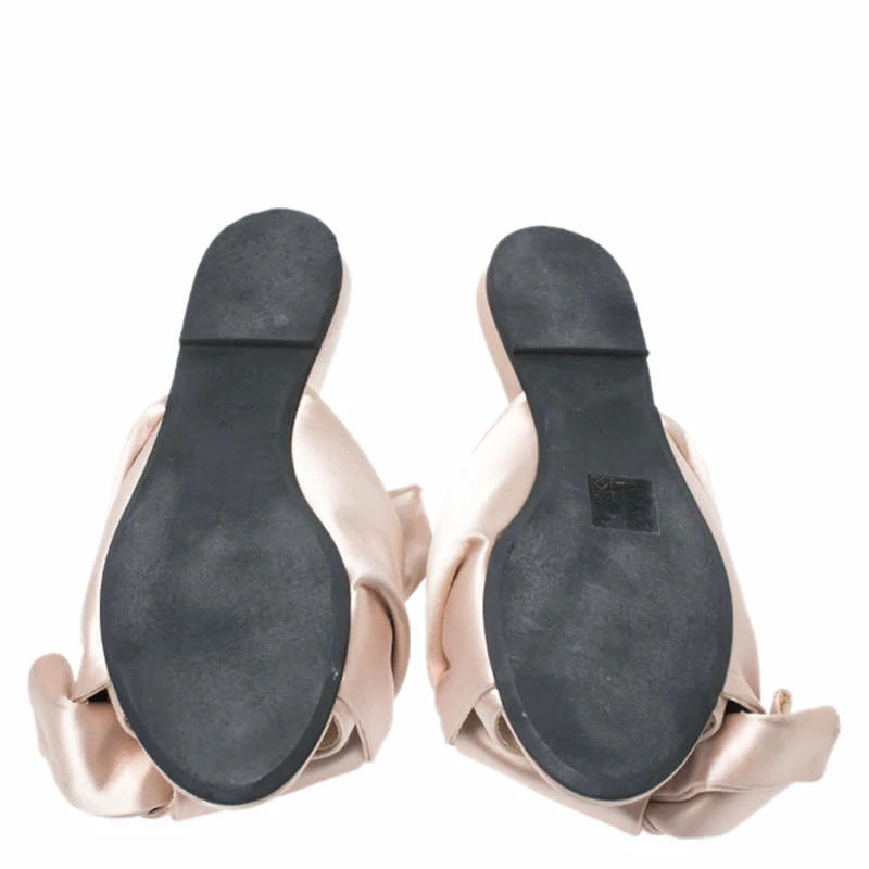 N21 Beige Satin Knot Flat Mules Size 36 Women Flats N21 Beige Satin Knot Flat Mules Size 36 Women Flats -N21shop luxury women n21 used shoes p264200 001