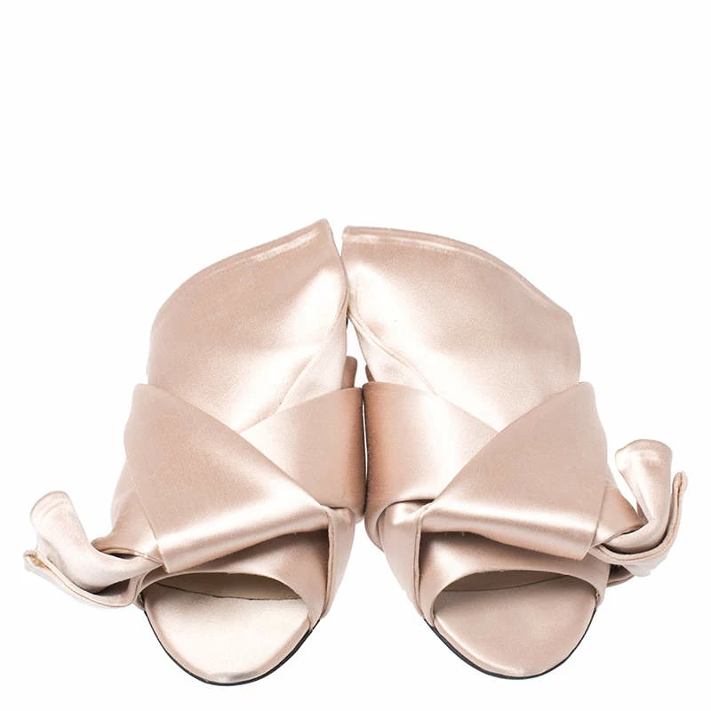 N21 Beige Satin Knot Flat Mules Size 36 Women Flats N21 Beige Satin Knot Flat Mules Size 36 Women Flats -N21shop luxury women n21 used shoes p264200 005